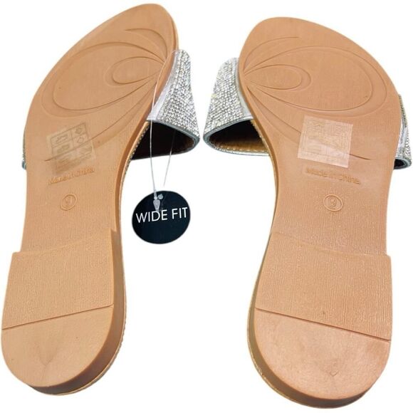 Shein Silver Round Toe Rhinestone Flat Sandals - Picture 11 of 12